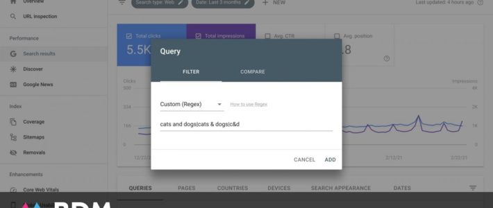 Search Console : utilisez les expressions régulières pour filtrer les requêtes et les pages