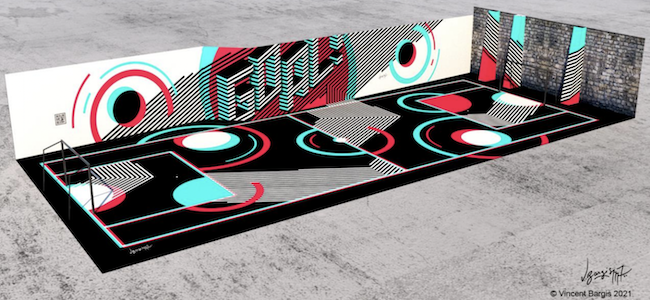 TikTok offre à Paris un terrain de foot dessiné par un street artist